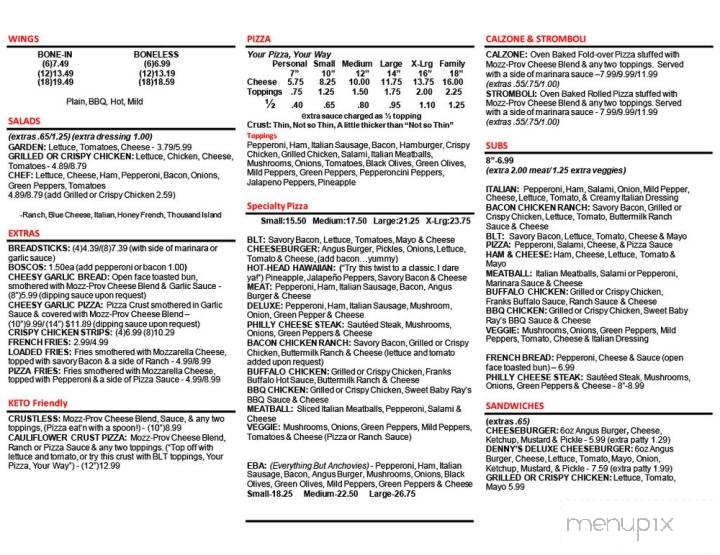 Denny's Pizza & Drive Thru - Richwood, OH menu_pic