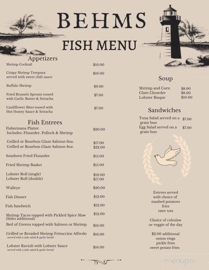 Behm's Restaurant - Celina, OH menu_pic