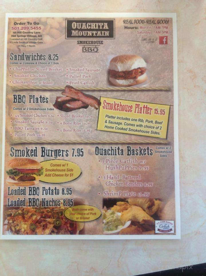 Ouachita Mountain Smokehouse - Hot Springs Village, AR menu_pic