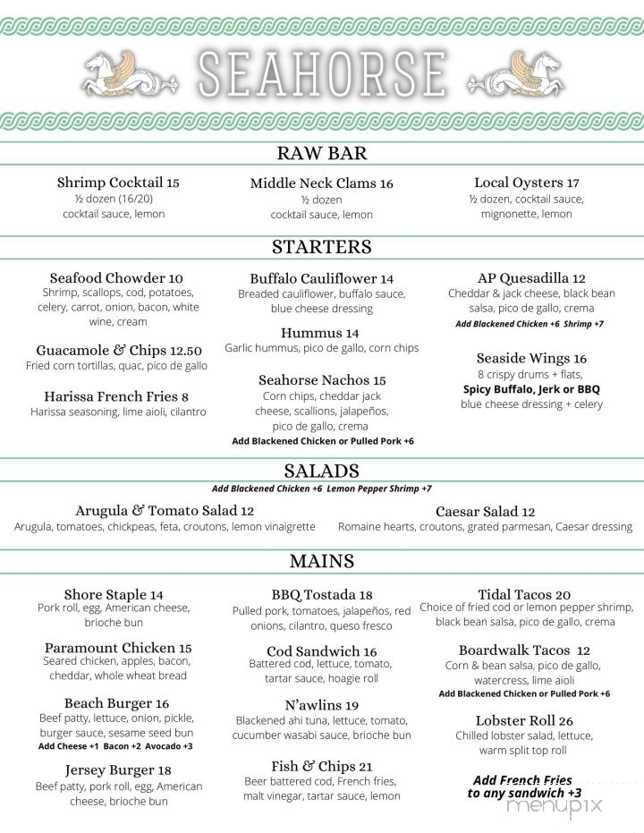 Seahorse - Asbury Park, NJ menu_pic