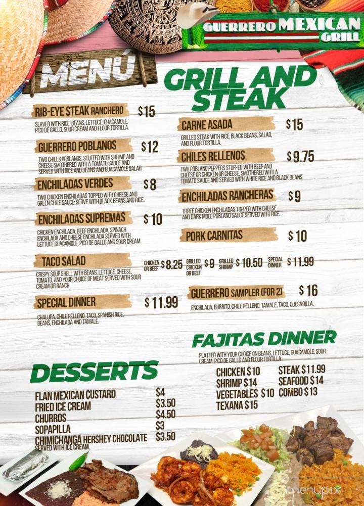 Guerrero Mexican Grill - Leeds, AL menu_pic