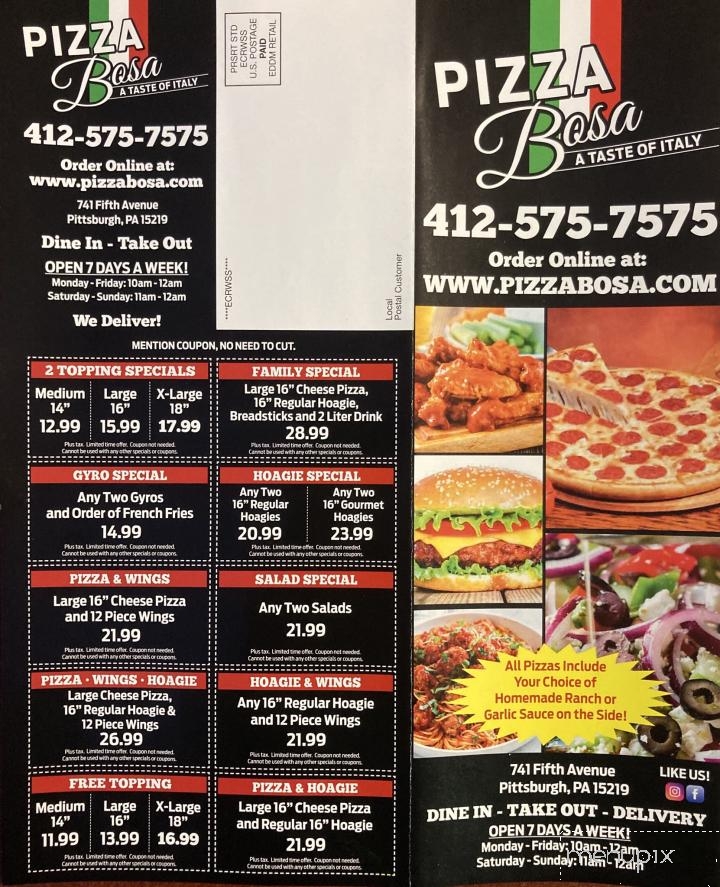 Pizza Bosa - Pittsburgh, PA menu_pic