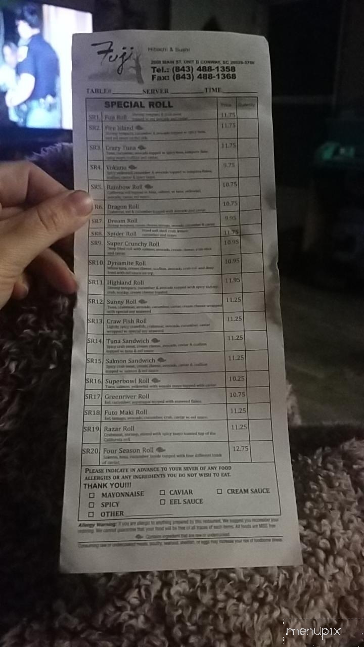 Fuji Hibachi Sushi - Conway, SC menu_pic