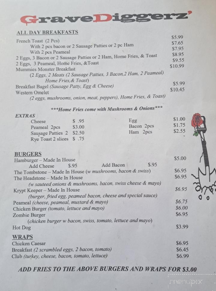 Gravediggerz' Variety And Restaurant - Highgate, ON menu_pic