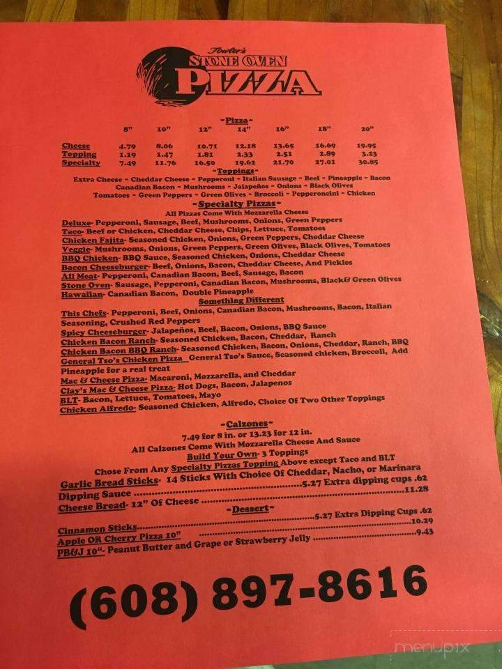 Fowler's Stone Oven Pizza - Brodhead, WI menu_pic