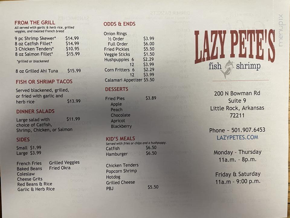 Lazy Pete's - Little Rock, AR menu_pic