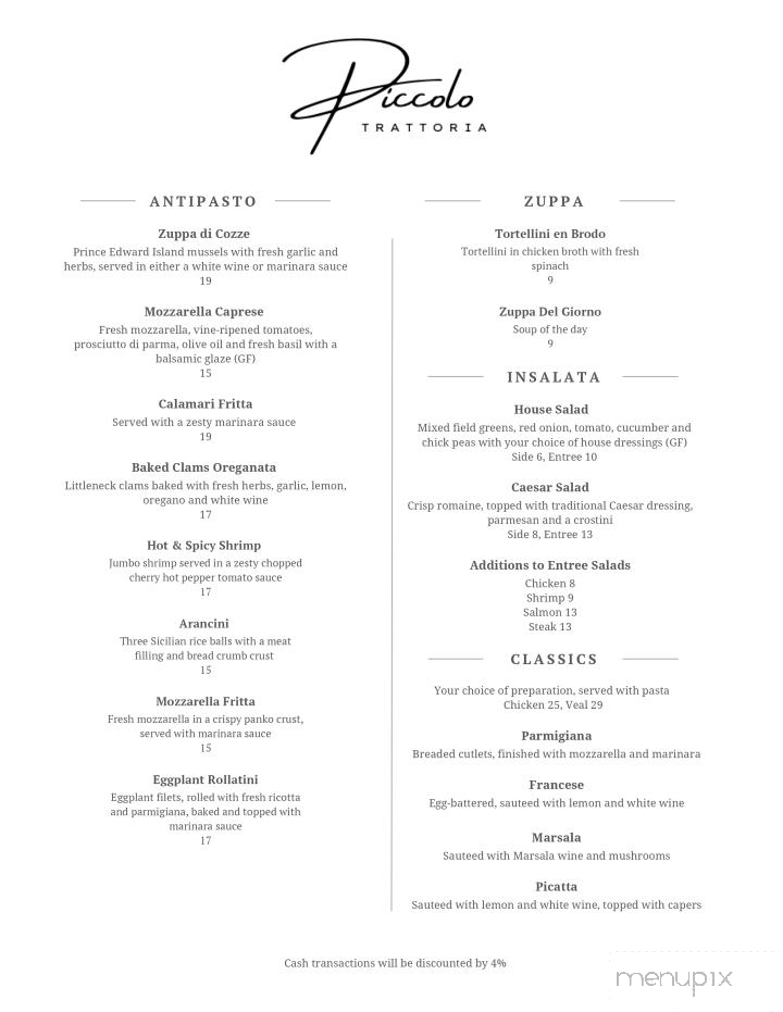 Piccolo Trattoria - Catskill, NY menu_pic