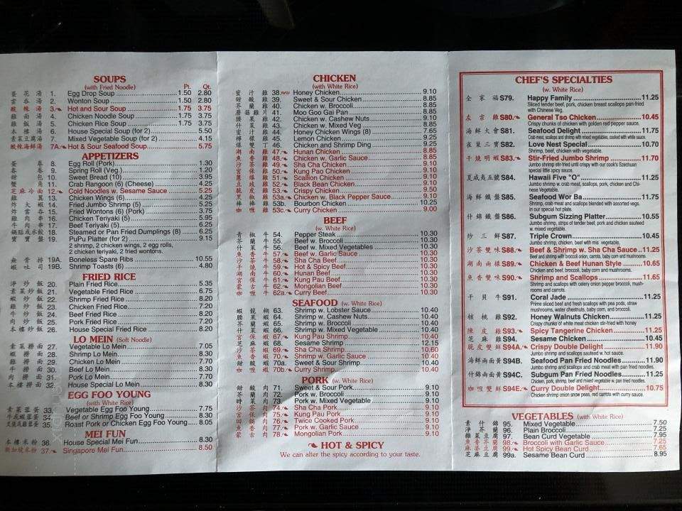 Chong Chin Chinese Restaurant - Harrisburg, NC menu_pic