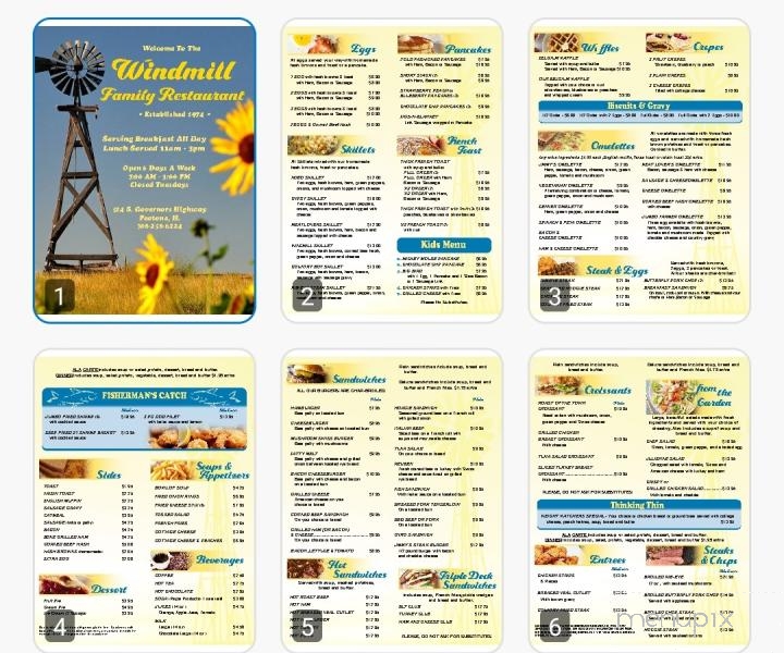 Windmill Family Restaurant - Peotone, IL menu_pic