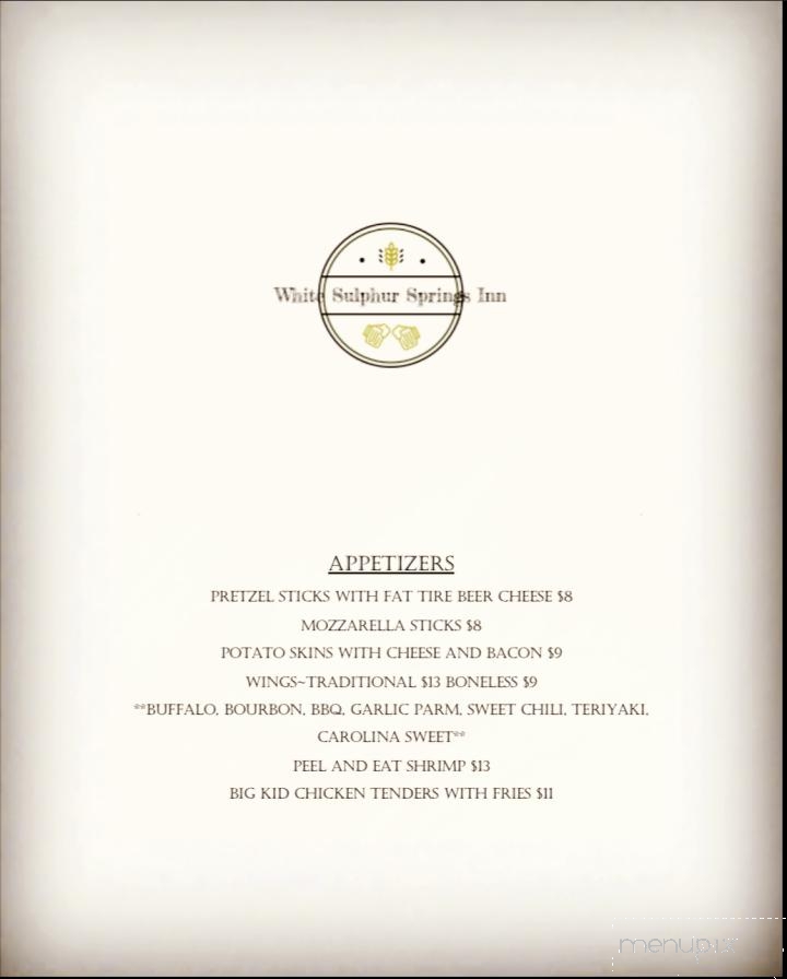 White Sulphur Springs Inn - Liberty, NY menu_pic