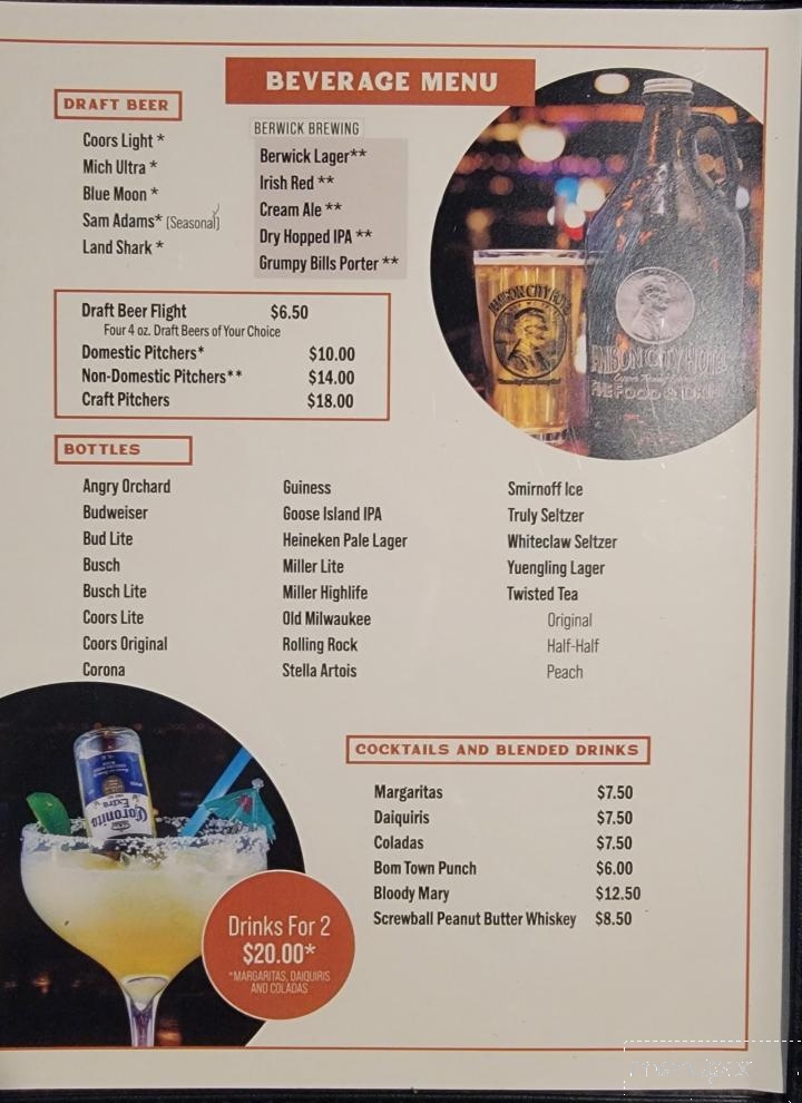 Jamison City Hotel - Benton, PA menu_pic