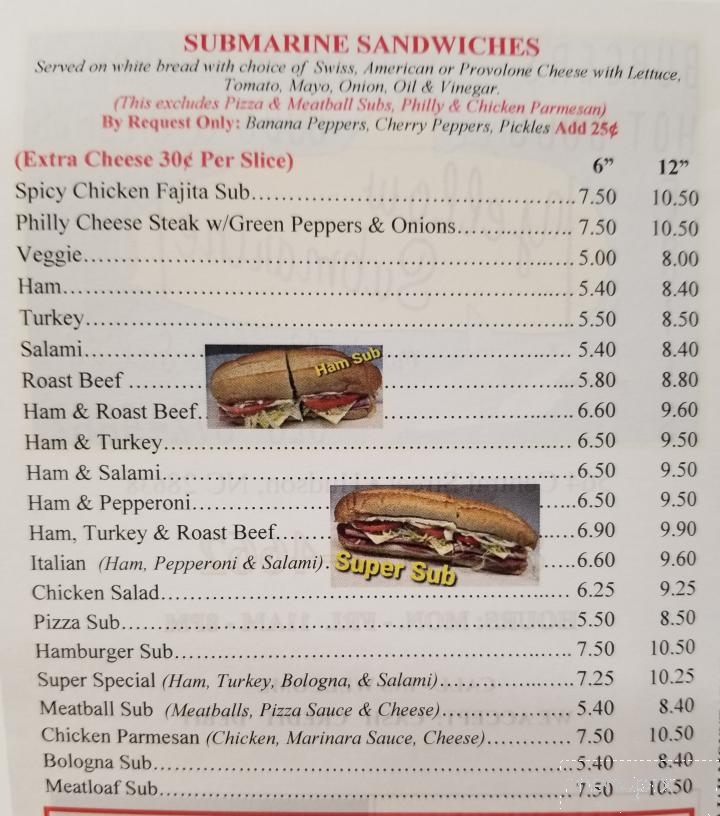 Online Menu of Yellow Submarine Restaurant, Hudson, NC