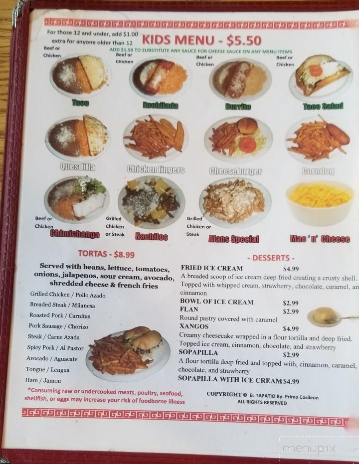 El Tapatio - Rock Falls, IL menu_pic