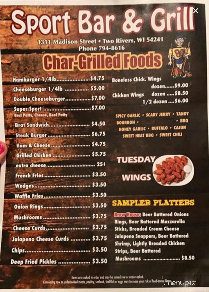 Sport Bar - Two Rivers, WI menu_pic