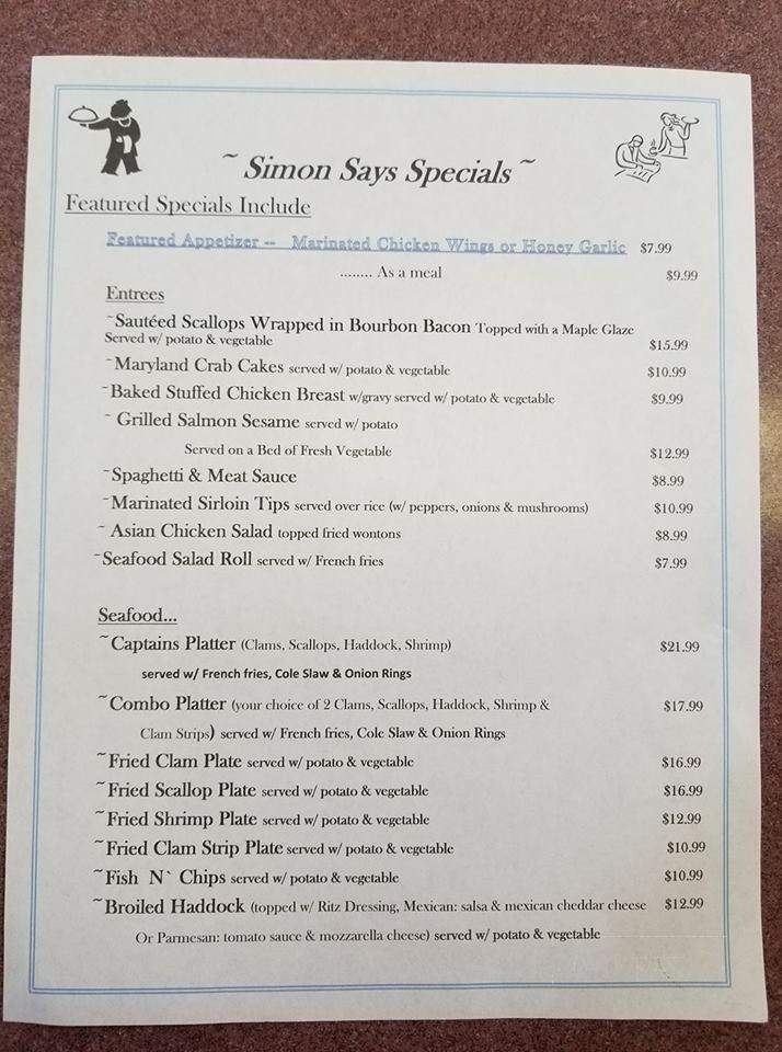 Simon Say's - Taunton, MA menu_pic