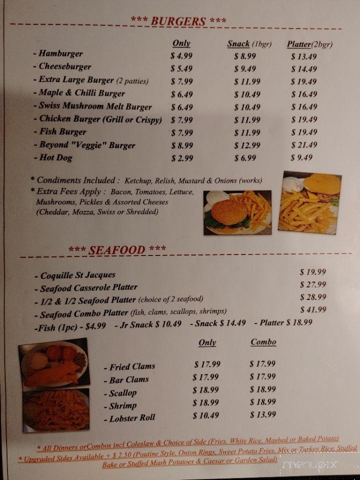 Paysan Restaurants - Saint Antoine-De-Kent, NB menu_pic