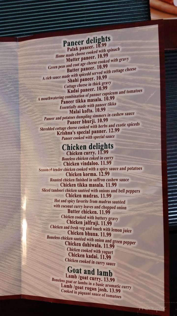 Krishna Indian Cuisine - Nutley, NJ menu_pic