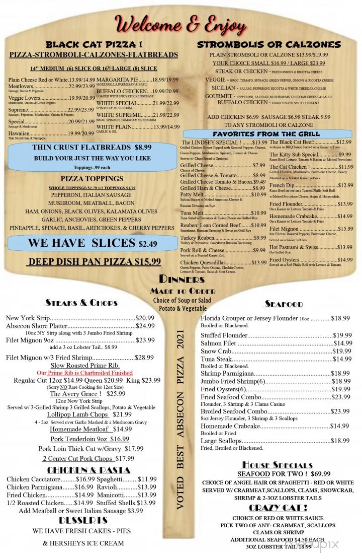 Menu of Black Cat Bar & Grill in Absecon, NJ 08201