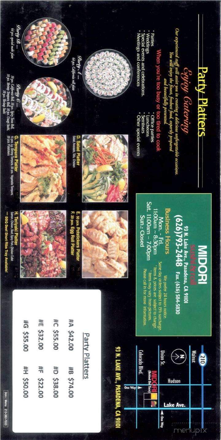 Midori Teriyaki & Sushi - Pasadena, CA menu_pic