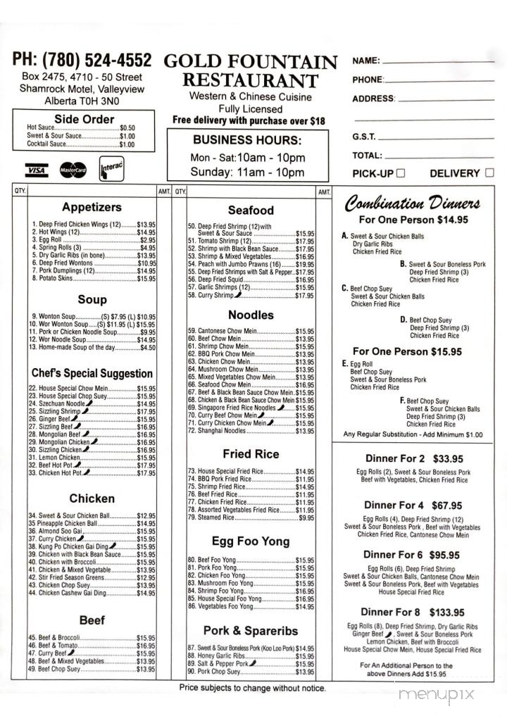 Gold Fountain Restaurant - Valleyview, AB