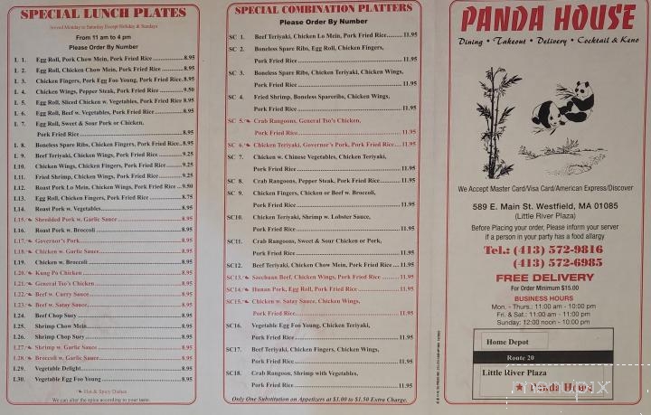 Panda House - Westfield, MA menu_pic