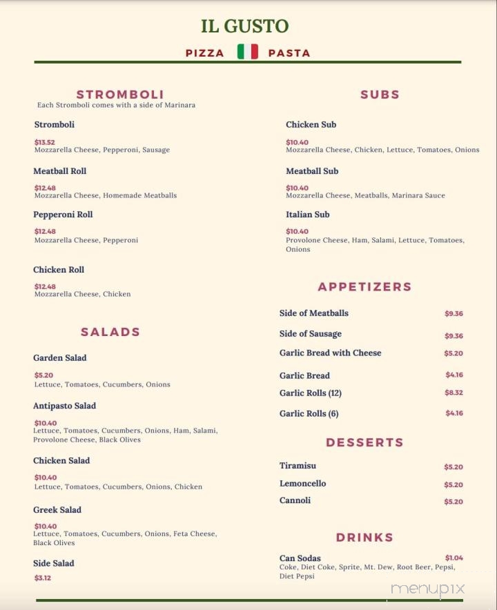Il Gusto - Cincinnati, OH menu_pic