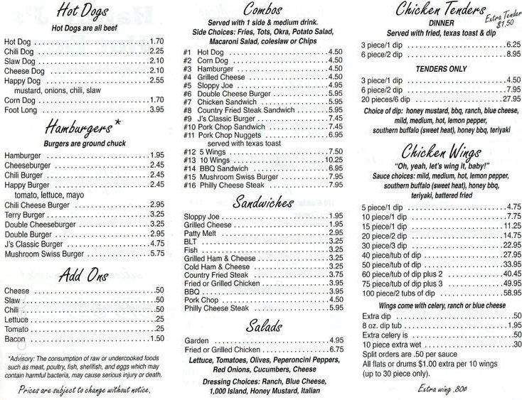 Happy J's - Covington, GA menu_pic