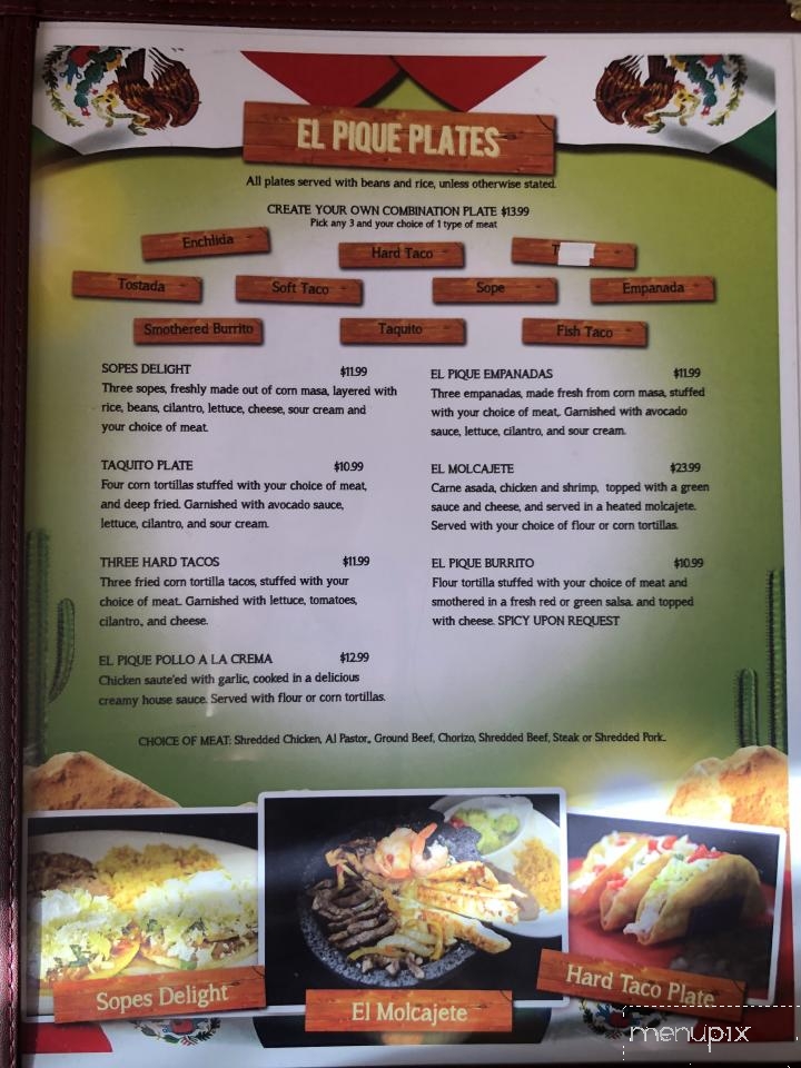 El Pique Family Restaurant - Dallas, OR menu_pic