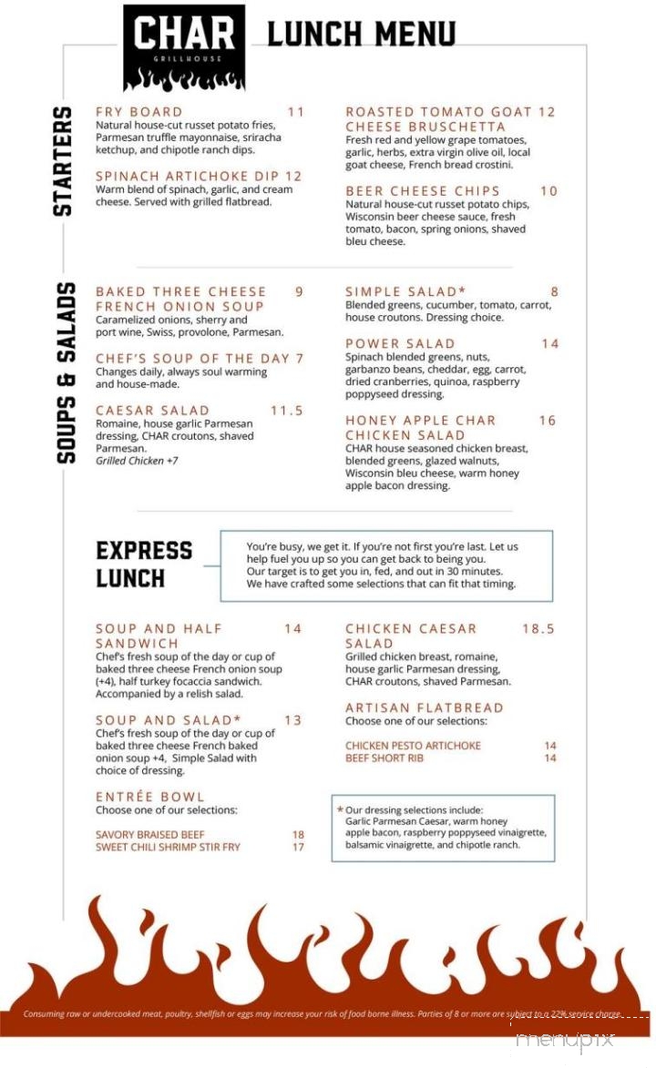 Char Grillhouse - Wausau, WI menu_pic