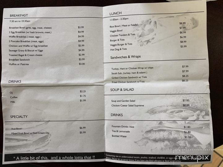 Cafe South - Jacksonville, FL menu_pic
