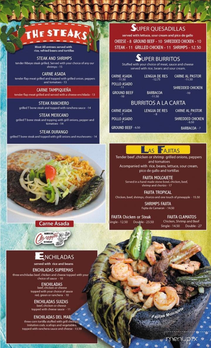 Clamatos Mexican Restaurant - Lexington, KY menu_pic