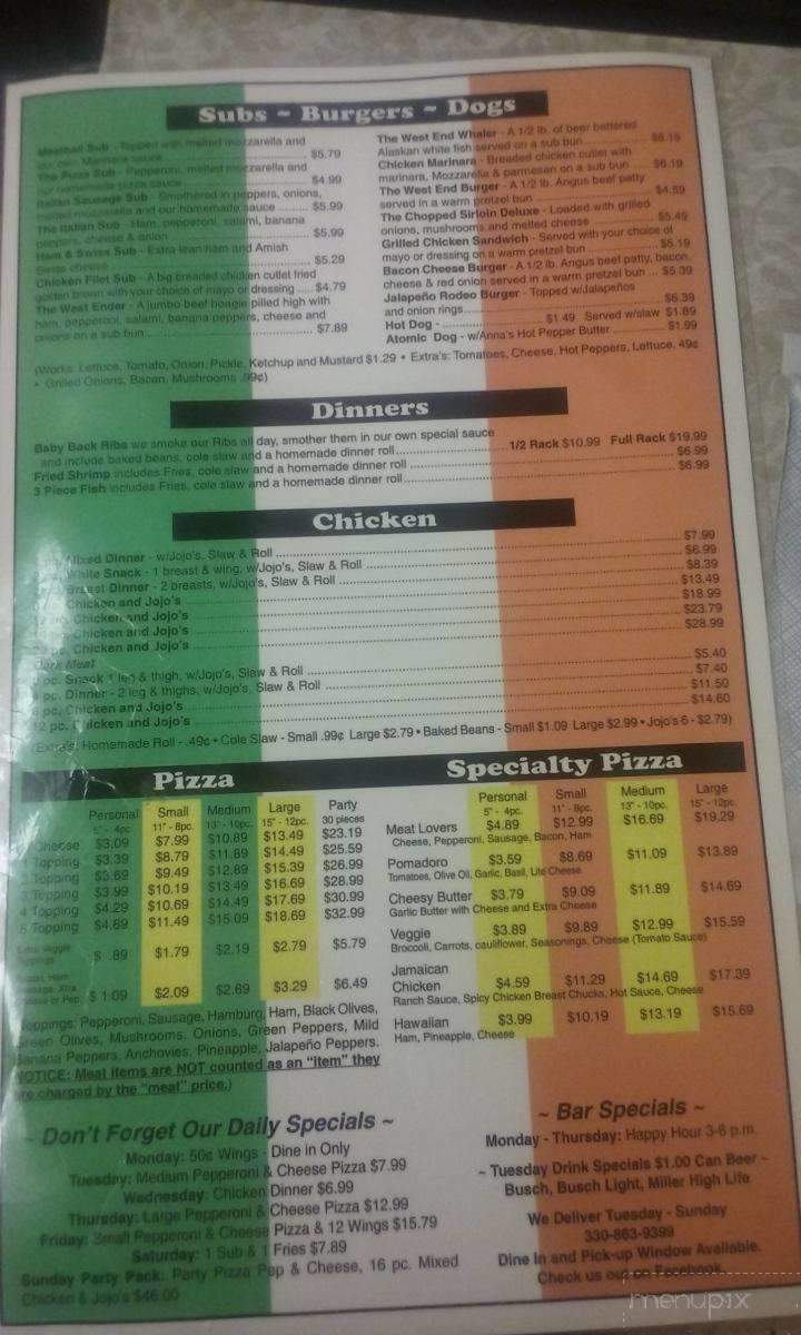 West End Pizza - Malvern, OH menu_pic