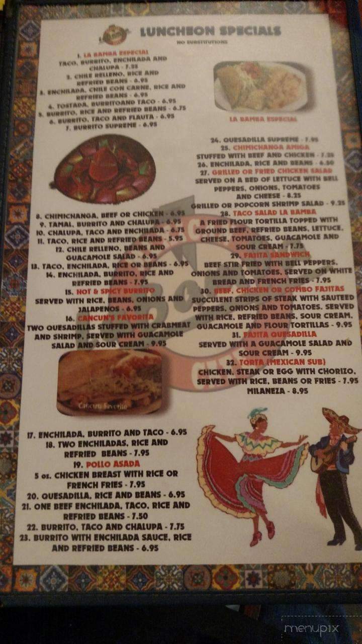 La Bamba Cafe - Headland, AL menu_pic