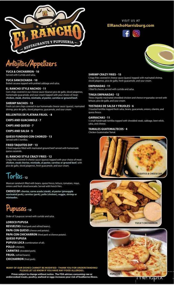 El Rancho Restaurante y Pupuseria - Harrisburg, PA menu_pic