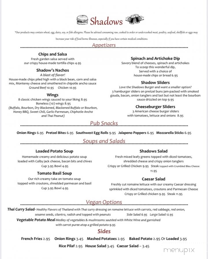 Shadows Restaurant and Pub - Columbus, NE menu_pic