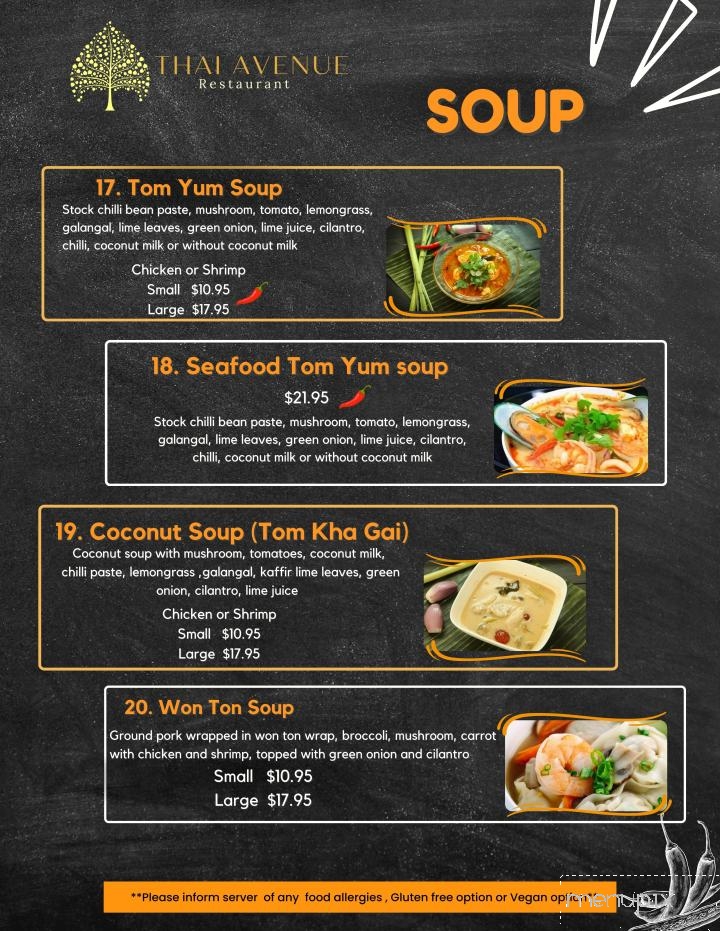 Thai Avenue Restaurant - Edmonton, AB menu_pic