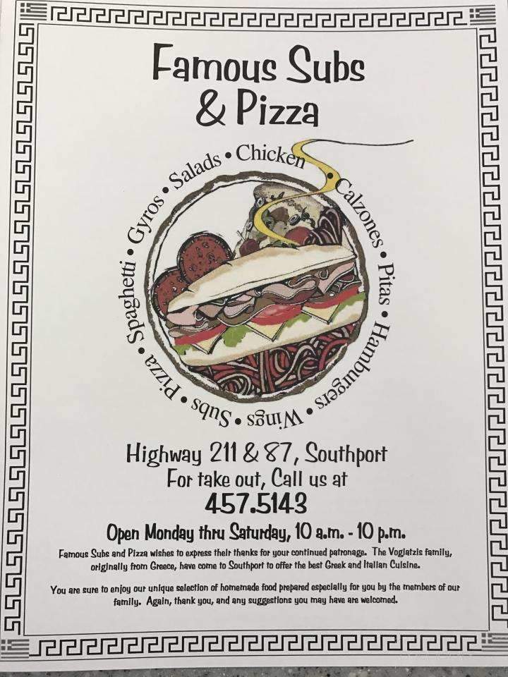 Famous Subs & Pizza - Southport, NC menu_pic