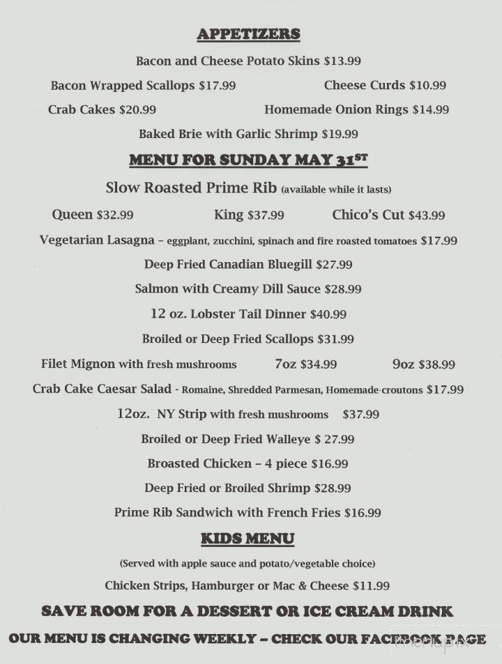 Buckhorn Supper Club - Milton, WI menu_pic