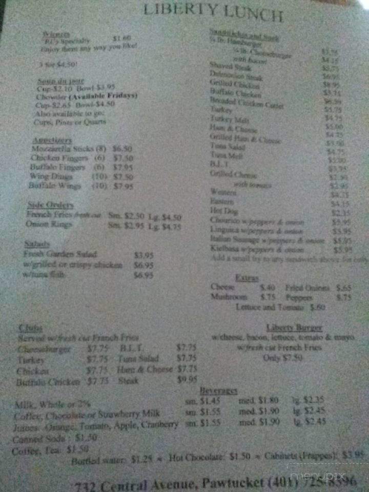 Liberty Lunch - Pawtucket, RI menu_pic