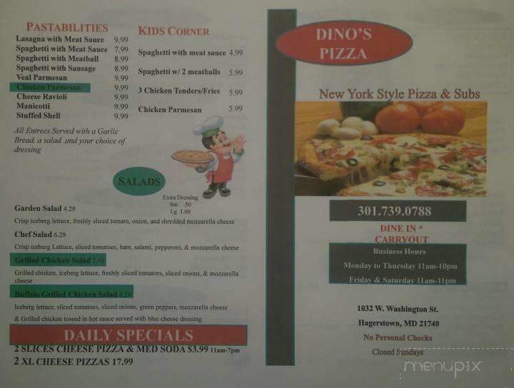 Dino's Pizza - Hagerstown, MD menu_pic
