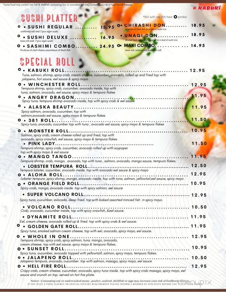 Kabuki Hibachi and Sushi - Winchester, IN menu_pic