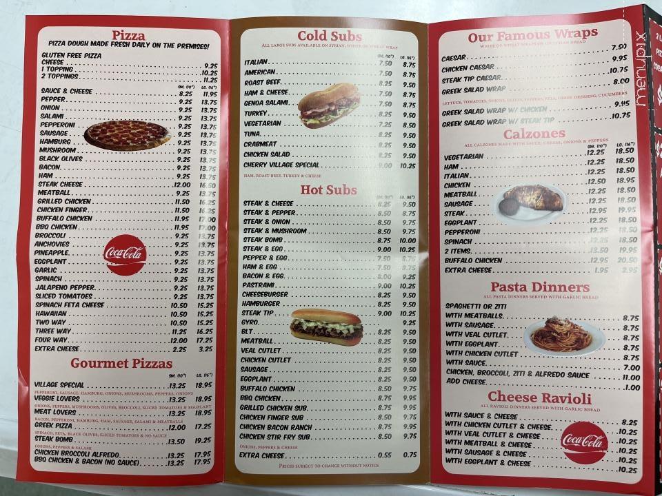 Cherry Village Pizza Restaurant - Hampstead, NH menu_pic