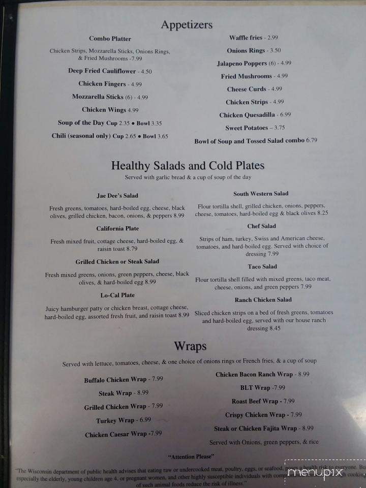 Jaedee's - Glen Flora, WI menu_pic