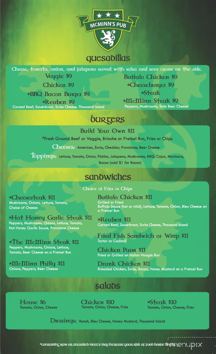McMinn's Pub Grille - Castle Shannon, PA menu_pic