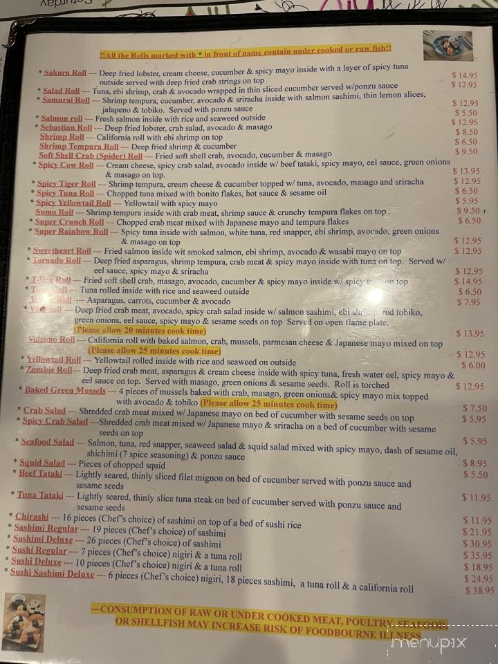 Fuji Japanese Steakhouse And Sushi Bar - Anderson, SC menu_pic