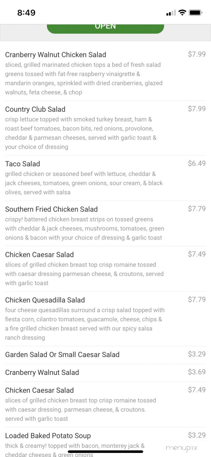 Garfields Restaurant & Pub - Reidsville, NC menu_pic