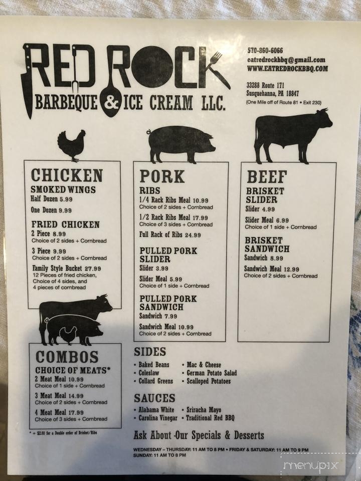 Red Rock BBQ & Catering - Susquehanna, PA menu_pic