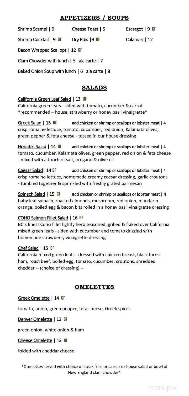 Lakeshore Restaurant - Regina, SK menu_pic
