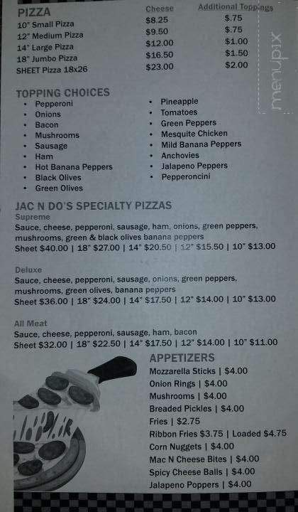 Jac N Do's Pizza - Russells Point, OH menu_pic