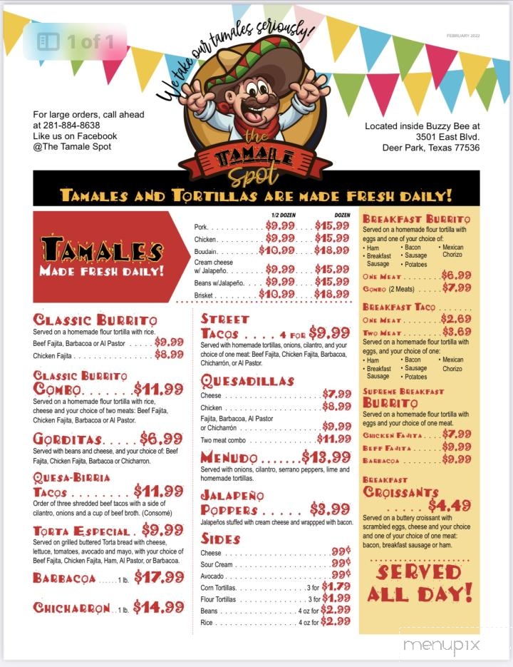 The Tamale Spot III - Deer Park, TX menu_pic